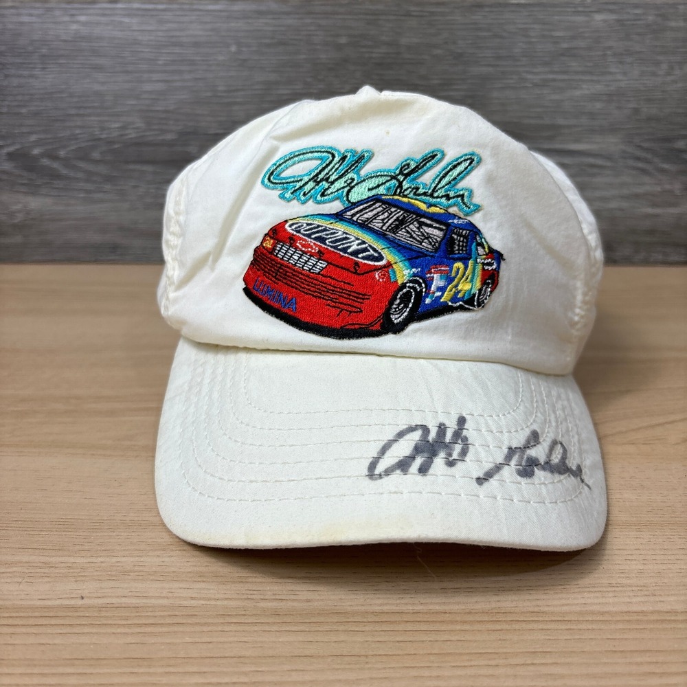 Vintage Nascar Hat Cap Snapback White Nylon Jeff Gordon Racing‎ USA Made Auto